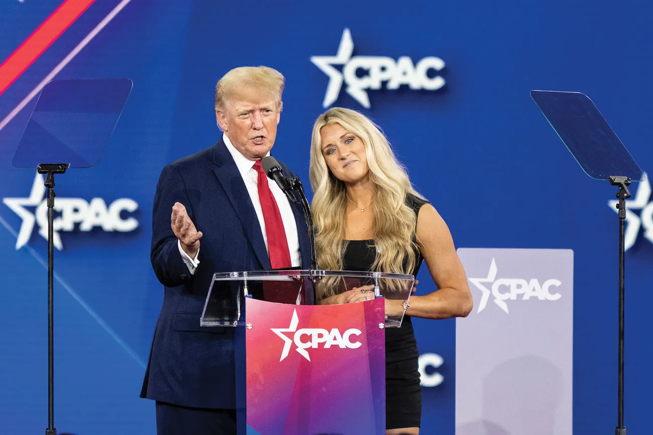 Trump brings Riley Gaines onstage at CPAC.