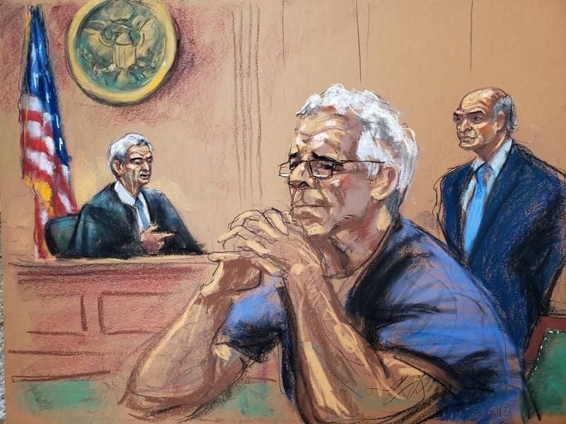 Artist rendition of Epstein in court