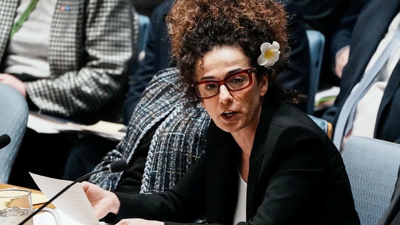 Iranian-American journalist, author, and political activist, Masih Alinejad speaks during a meeting of the United Nations Security Council on Iran, January 15, 2026.