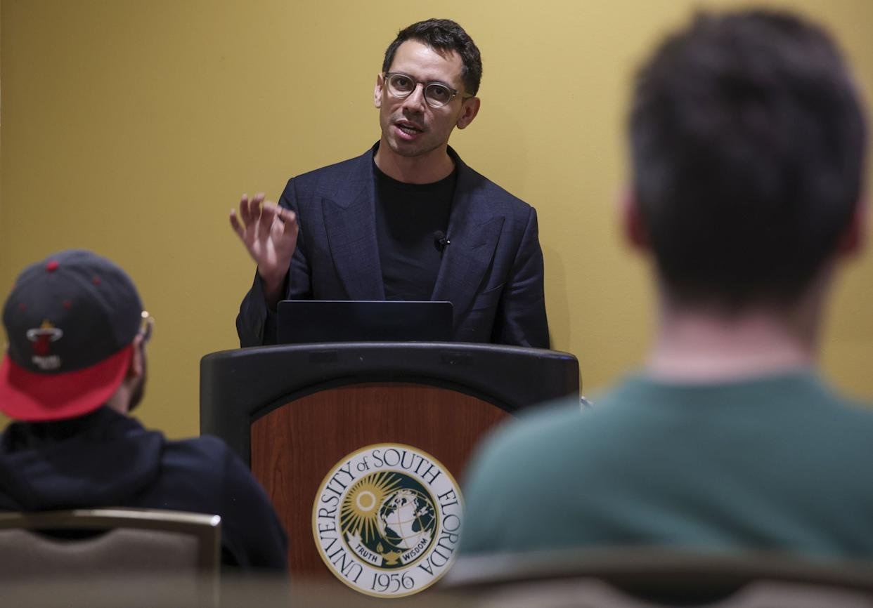 James Fishback gives speech