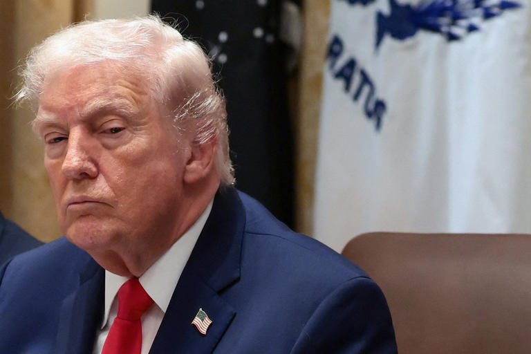 U.S. President Donald Trump reacts during a cabinet meeting at the White House in Washington, D.C., U.S., January 29, 2026.