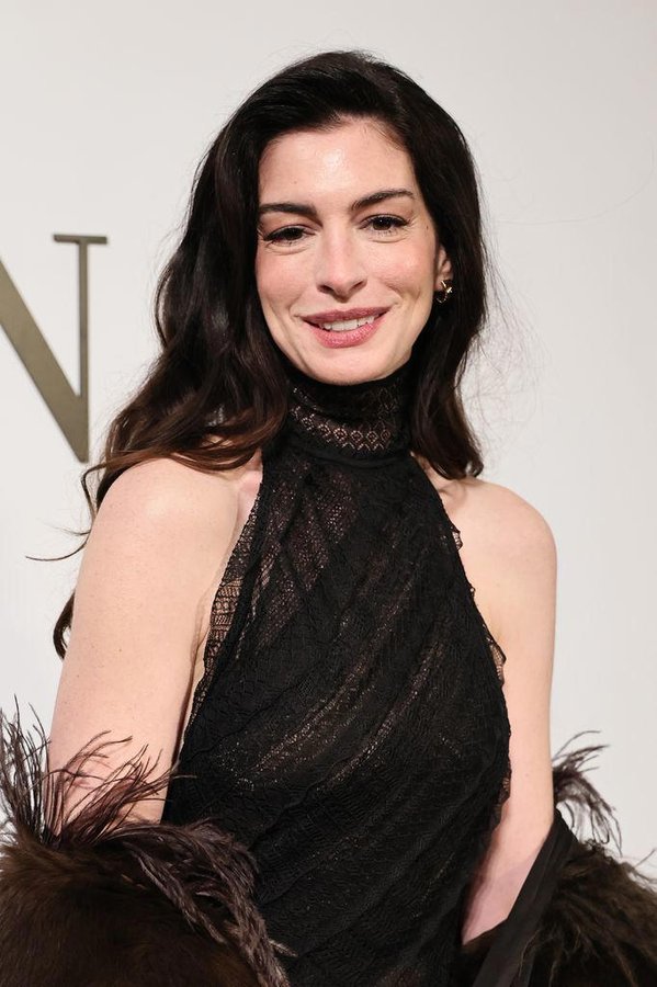 Anne Hathaway attends Ralph Lauren's show at New York Fashion Week