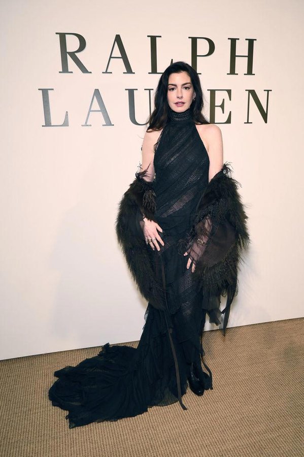 Anne Hathaway attends Ralph Lauren's show at New York Fashion Week
