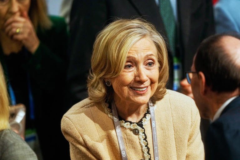 Former US Secretary of State Hillary Clinton at the Munich Security Conference on February 14, 2026.