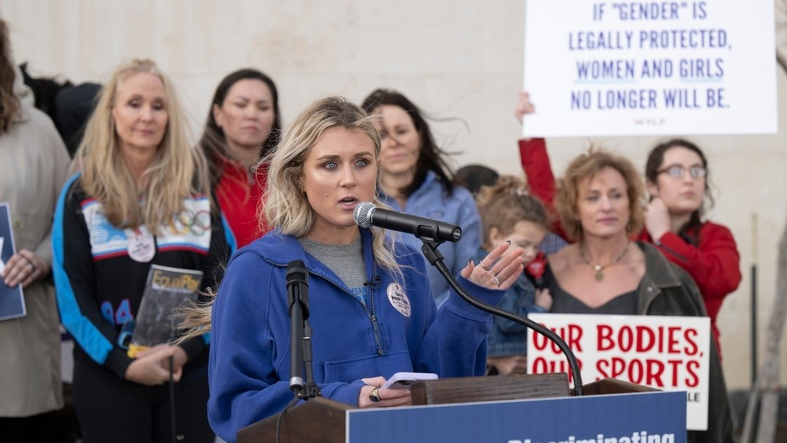 Riley Gaines speaks to NCAA