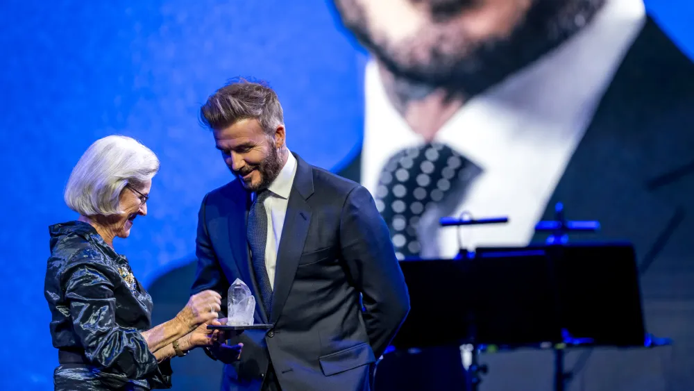 David Beckham Accepts Philanthropy Award at Davos World Economic Forum