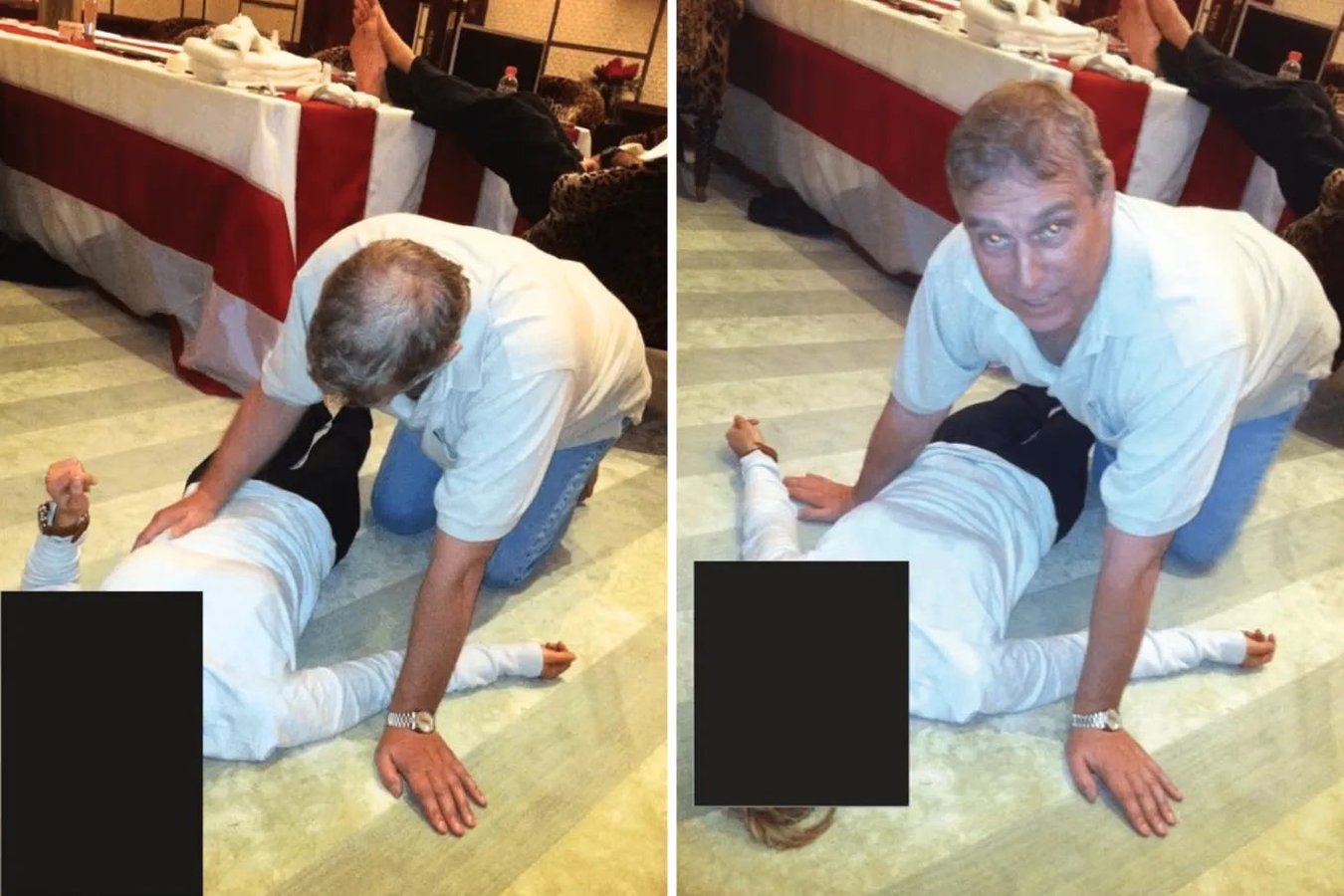 Former-Prince Andrew playing weird sex games at Epstein party.