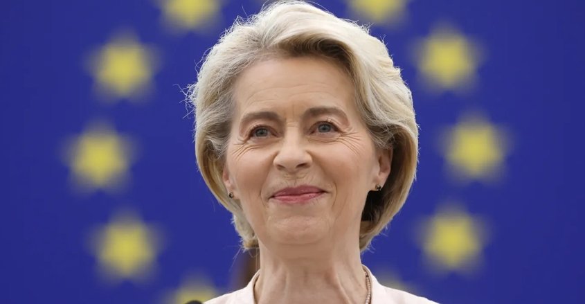 European Commission President Ursula von der Leyen addresses the plenary at the European Parliament in Strasbourg, France, on July 18, 2024.