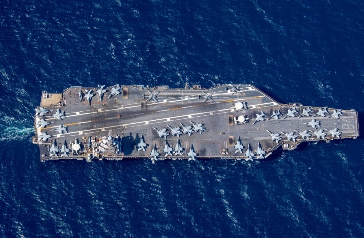 USS Gerald R. Ford (CVN-78) transits the Atlantic Ocean on March 19, 2023.