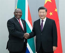 Chinese President Xi Jinping meets with South African President Cyril Ramaphosa in Brasilia, Brazil, Nov. 14, 2019.