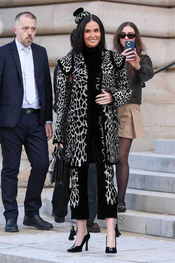 Demi Moore attends the Schiaparelli Haute Couture Week Spring/Summer 2026 show as part of Paris Fashion Week on Jan. 26, 2026 in Paris.