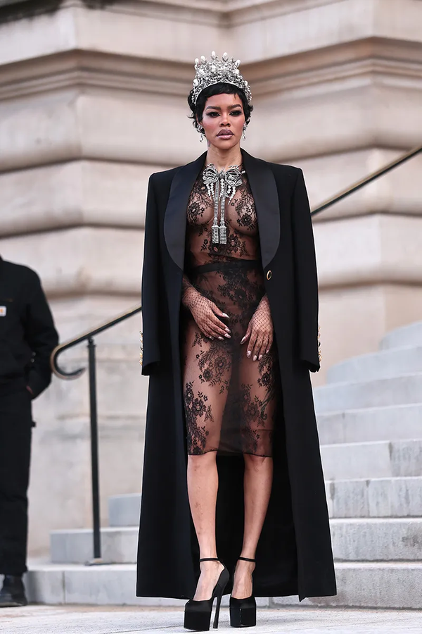 Teyana Taylor attends the Schiaparelli Haute Couture Week Spring/Summer 2026 show as part of Paris Fashion Week on Jan. 26, 2026 in Paris.