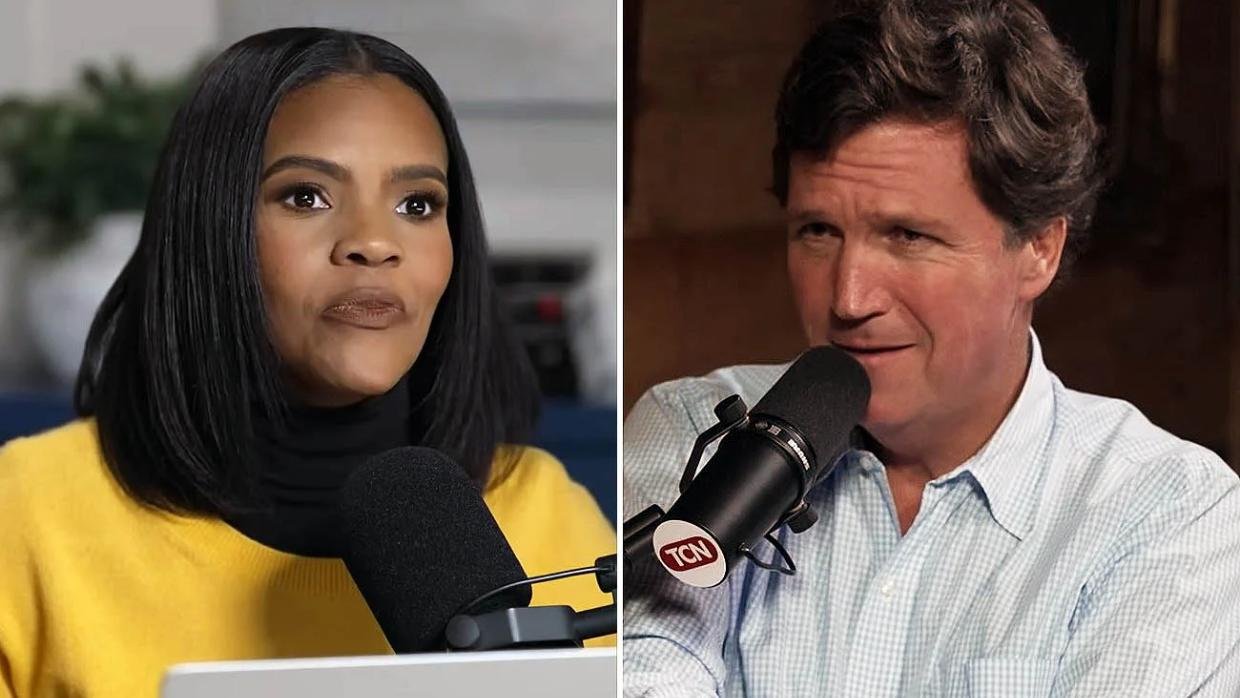 (left) Candace Owens. (right) Tucker Carlson